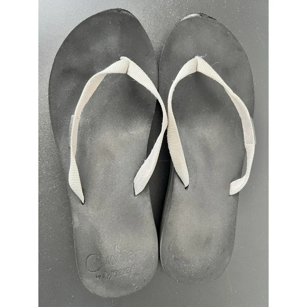 Women’s Reef Skinny Cushion Flip-Flops Size 9 Silver And Black ￼